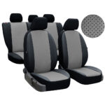 SET HUSE SCAUN PERLINE PIELE PERFORATA GRI-NEGRU - imagine 3