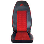 SET HUSE SCAUN TRUCK UMBRELLA PENTRU SCANIA SERIA R 2006-2020 PIELE ECOLOGICA NEAGRA + VELVET ROSU - imagine 2