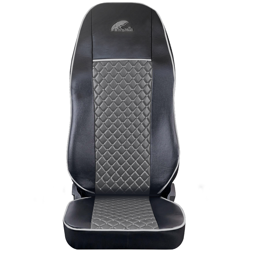 2652889-1 SET HUSE SCAUN TRUCK UMBRELLA PENTRU SCANIA SERIA R 2006-2020 PIELE ECOLOGICA NEAGRA+GRI - imagine 1