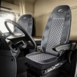 SET HUSE SCAUN TRUCK UMBRELLA PENTRU SCANIA SERIA R 2006-2020 PIELE ECOLOGICA NEAGRA+GRI - imagine 2