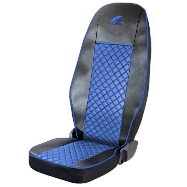 SET HUSE SCAUN TRUCK UMBRELLA PENTRU SCANIA SERIA R 2006-2020 PIELE ECOLOGICA - NEGRU+ALBASTRU