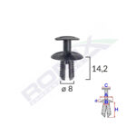 CLIPS FIXARE ELEMENTE EXTERIOARE PENTRU VW, SEAT, MERCEDES, SKODA 8X14.2MM NEGRU SET 10BUC - imagine 2