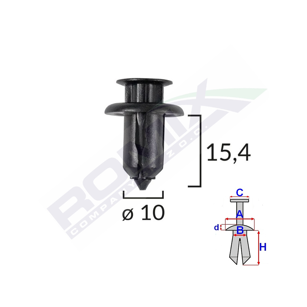 34543 CLIPS FIXARE PENTRU HONDA/MAZDA 10X15.4MM - NEGRU SET 10 BUC - imagine 1