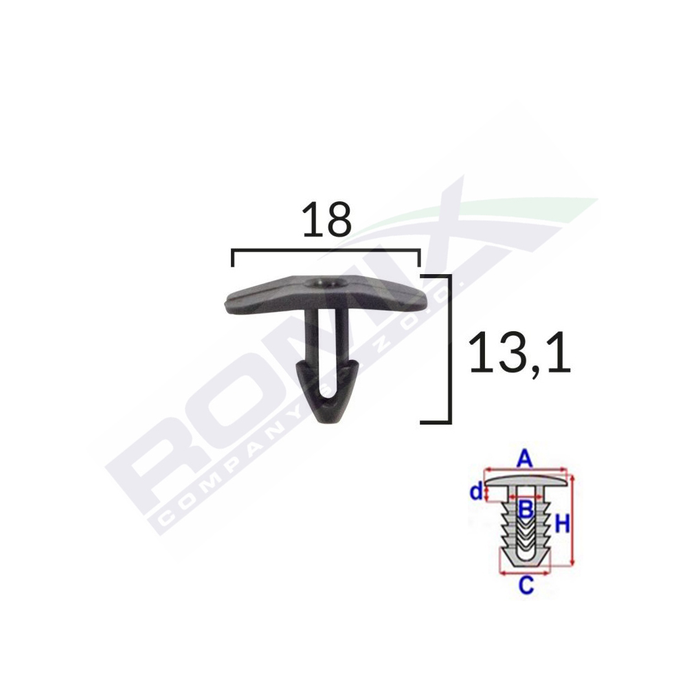 34554 CLIPS GARNITURA PENTRU CITROEN FIAT PEUGEOT 18X13.1MM - NEGRU SET 10 BUC - imagine 1