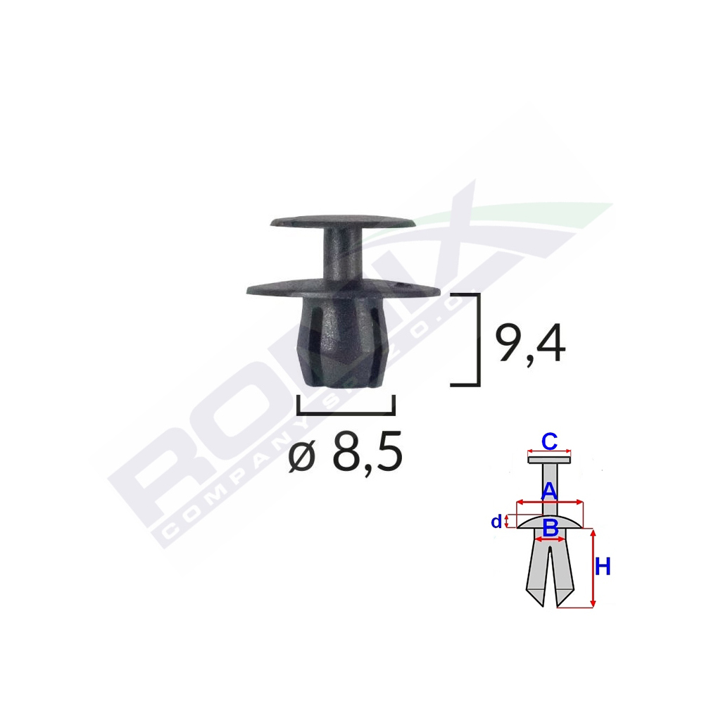34811 CLIPS FIXARE PENTRU BMW/MERCEDES/PEUGEOT 8.5X9.4MM - NEGRU SET 10 BUC - imagine 1