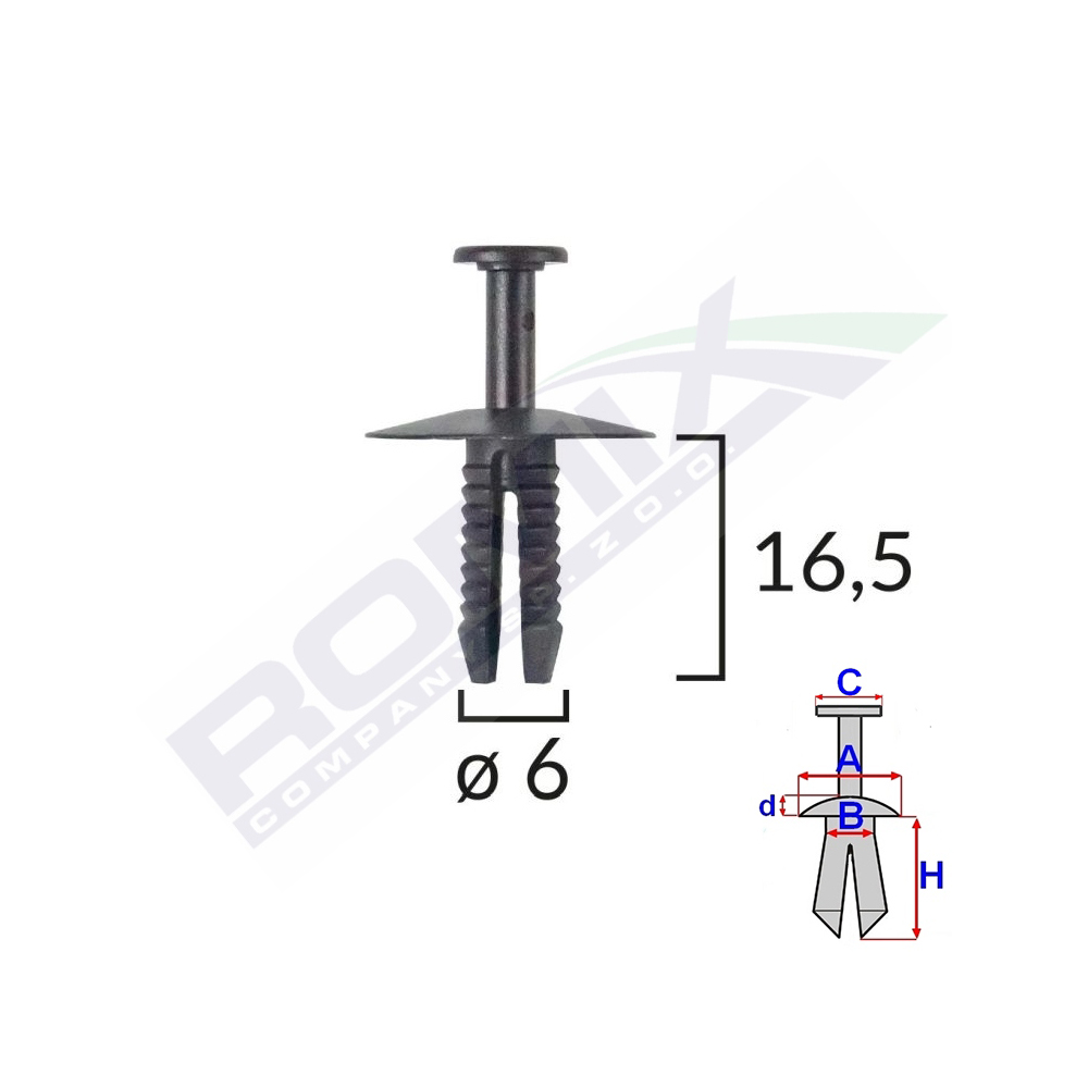 34818 CLIPS FIXARE PENTRU BMW/MINI/OPEL 6X16.5MM - NEGRU SET 10 BUC - imagine 1
