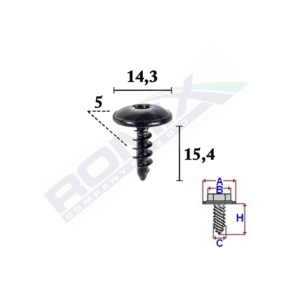 34933 SURUB FIXARE PENTRU AUDI,VW, SKODA5X15.4MM SET 10 BUC - imagine 1