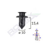 CLIPS FIXARE PENTRU HONDA/MAZDA 10X15.4MM - NEGRU SET 10 BUC - imagine 2
