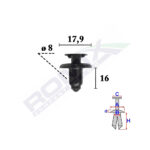 CLIPS FIXARE ELEMENTE EXTERIOR PENTRU HYUNDAI, KIA8X16MM NEGRU - SET 10 BUC - imagine 2