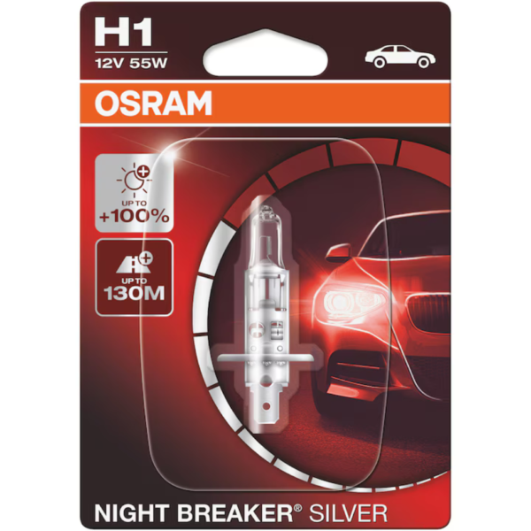 BEC 12V H1 55 W NIGHT BREAKER SILVER +100% BLISTER 1 BUC OSRAM