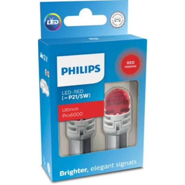 SET 2 BECURI AUXILIARE CU LED 12V P21/5W Ultinon Pro6000SI RED PHILIPS