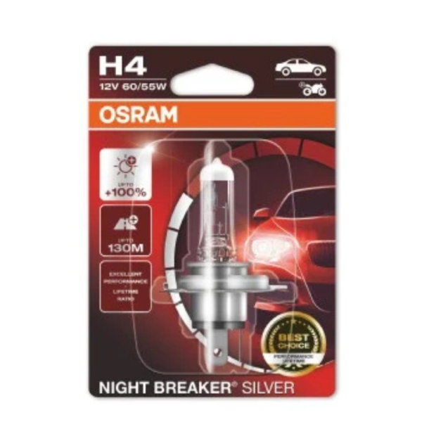 BEC 12V H4 60/55 W NIGHT BREAKER SILVER +100% BLISTER 1 BUC OSRAM