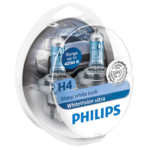 SET 2 BECURI FAR H4/W5W P43T-38 60/55W 12V WHITE VISION ULTRA PHILIPS