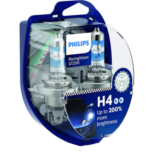 SET 2 BECURI FAR H4 60/55W 12V RACING VISION GT200 PHILIPS