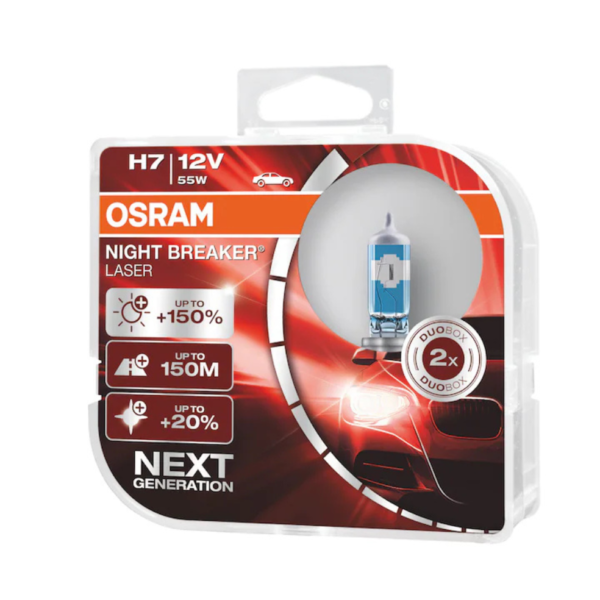 SET 2 BECURI 12V H7 55 W NIGHT BREAKER LASER NextGen +150% OSRAM