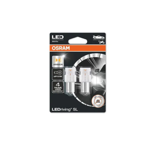 SET 2 BECURI AUXILIARE CU LED 12V (PY21W) AMBER BLI OSRAM