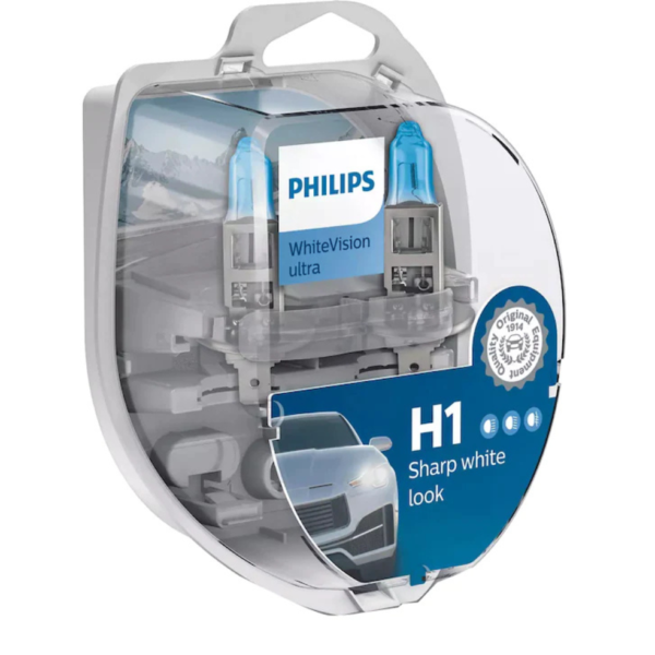 SET 2 BECURI FAR H1/W5W P14.5S 55W 12V WHITE VISION ULTRA PHILIPS